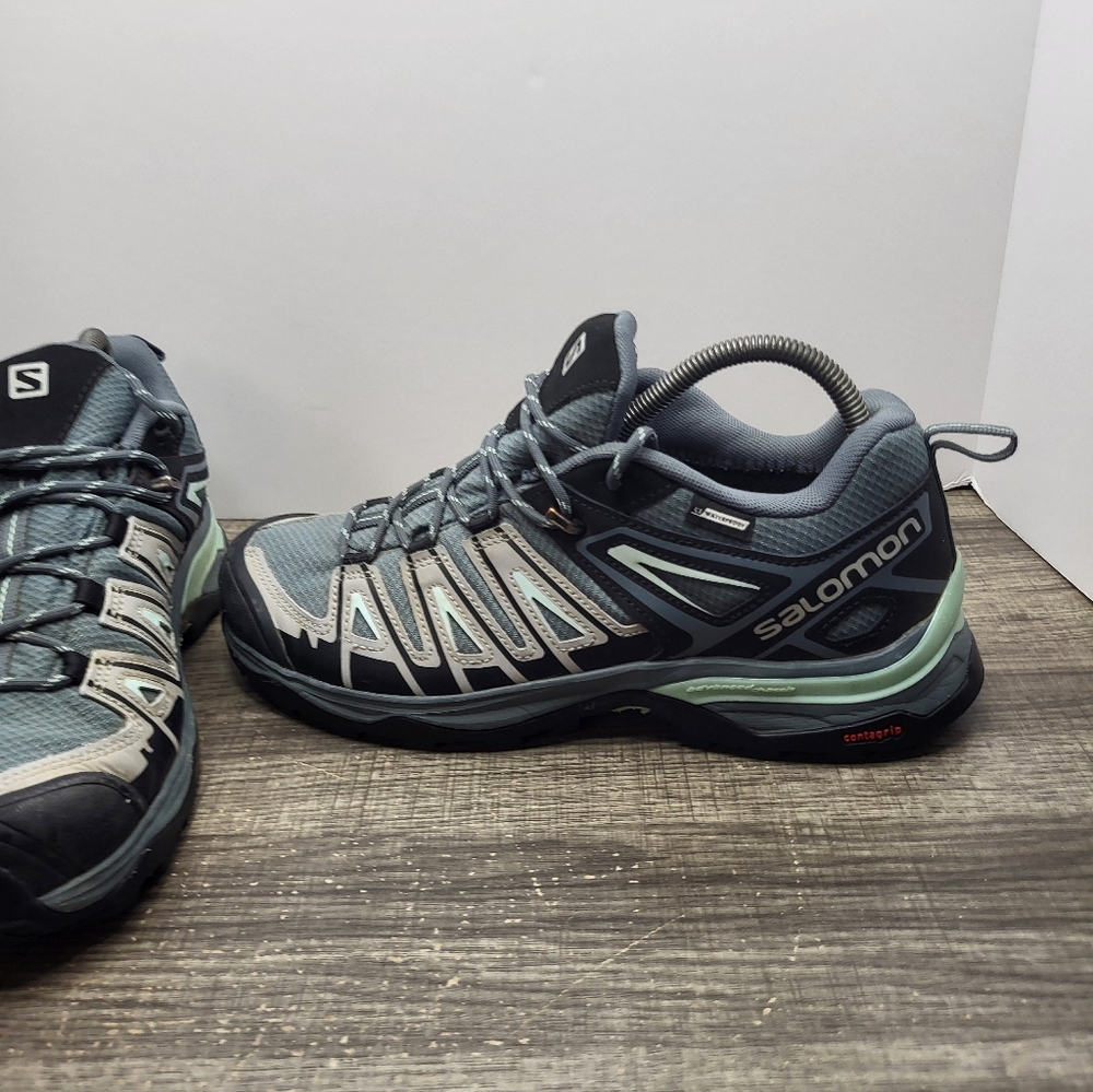 Salomon Women’s  Grey Teal Athletic Trail Shoes - Picture 2 of 10